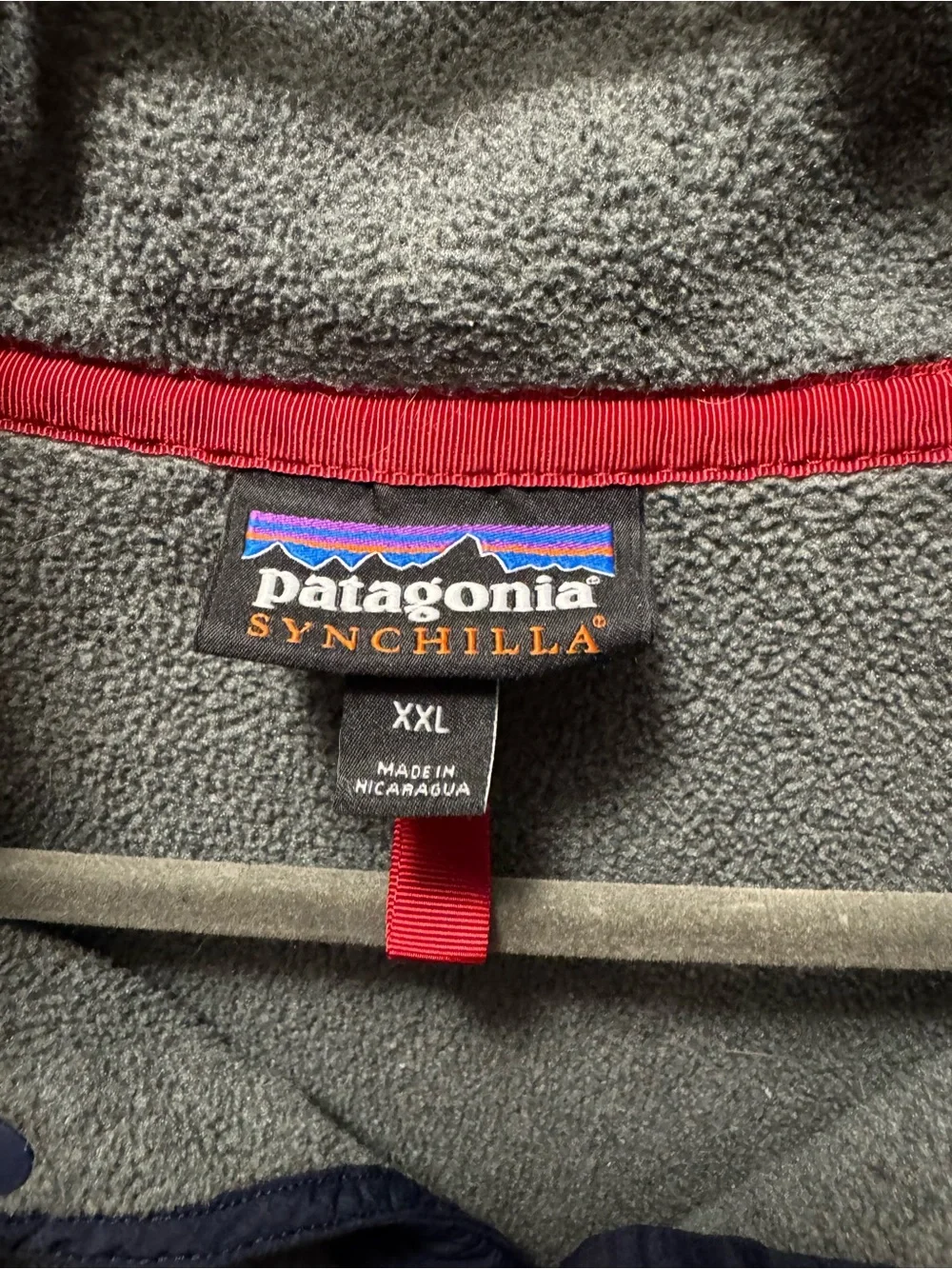 Patagonia Men’s Grey Half-Snap Fleece with Navy Trim